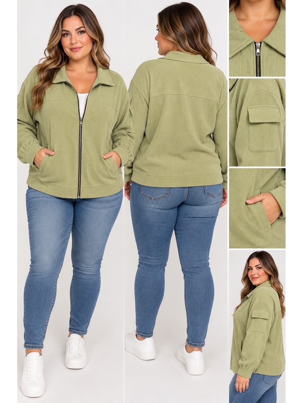 Sage Green Zip Front Jacket